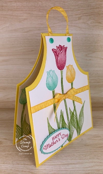 Today for Make It Monday I'll show you How to Create this super cute Apron Card/Gift Card Holder for Mother's Day or change the sentiment and use it for Birthday's or change it up and you have a great Father's Day gift card holder for dad. #thestampcamp #stampinup #giftcardholder