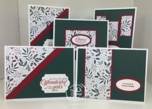 One 6 x 6 Piece of Tidings of Christmas DSP = Five Cards