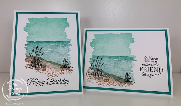 Today's card is a simple stamping card created using the Oceanfront stamp set from the Mini Catalog. This set will create clean and simple handmade cards in a flash! #thestampcamp #stampinup #simplestamping #oceanfront