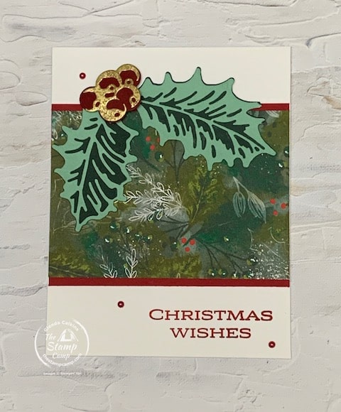 Stampin' Up! leaves of holly with Boughs of Holly paper