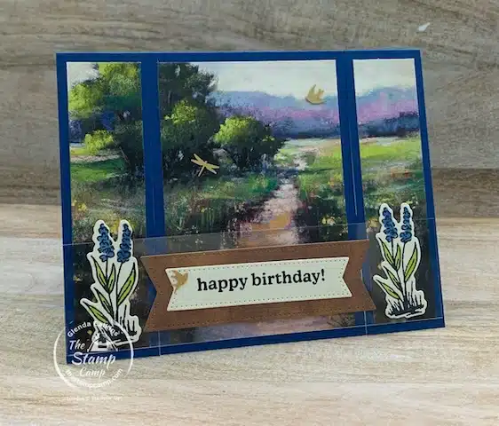 scenic spanner pannel fun fold card with meandering meadows designer series paper