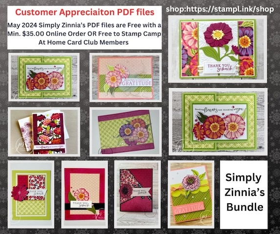 Flowering Zinnia's Designer Series Paper Card Club of the month stamping specials.