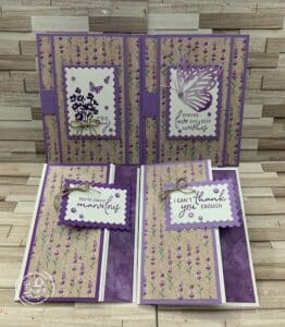 Four Fun Fold Cards with Perennial Lavender Designer Series Paper