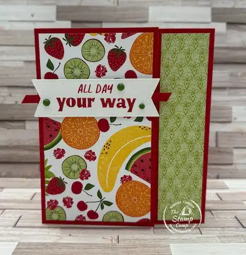 creative fun fold card with free sale-a-bration fruit salad paper