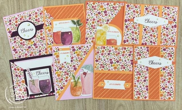 simple one sheet card designs with celebratory sips