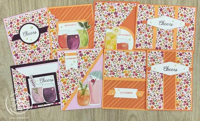 simple one sheet card designs with celebratory sips