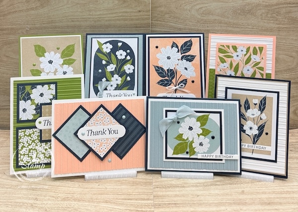 Eight Lovely Blossoms One Sheet Wonder Cards from the stamp camp